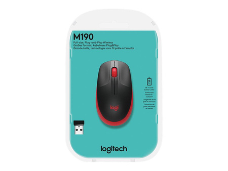 Mysz bezprzewodowa Logitech M190 optyczna czerwona